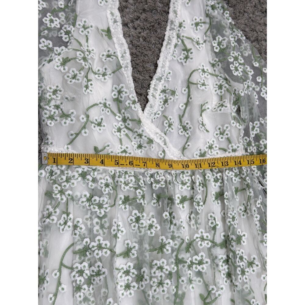 Ever After Floral Embroidered Maxi Dress Cottagecore Wedding Guest Long Sleeve S - Picture 11 of 16